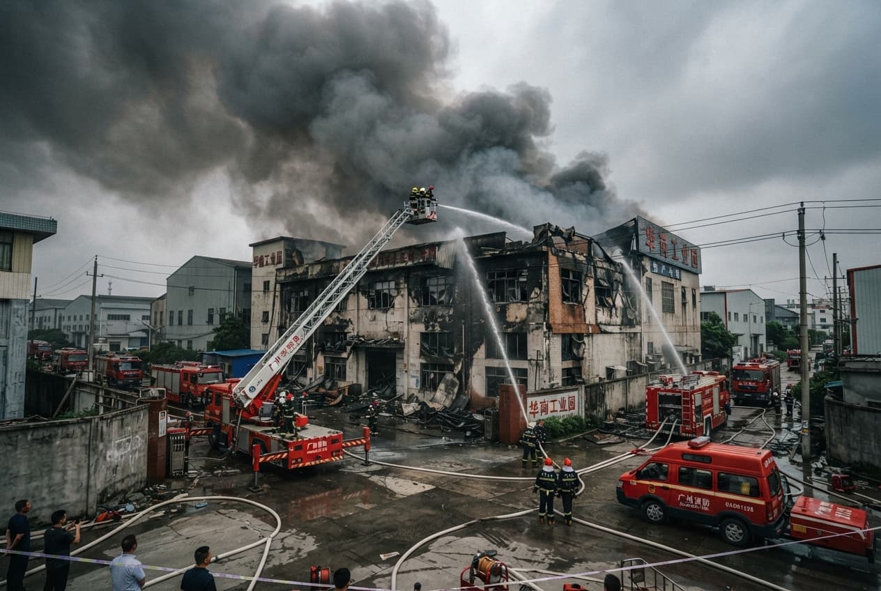Industrial Disaster in Guangdong: Textile Factory Fire Leaves Eight Dead in Southern China Industrial Disaster in Guangdong: Textile Factory Fire Leaves Eight Dead in Southern China