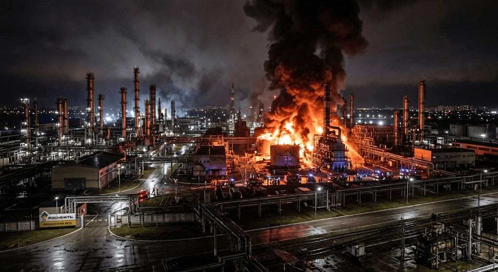 Overnight Drone Strike Hits Ryazan, One of Central Russia's Largest Oil Refineries Overnight Drone Strike Hits Ryazan, One of Central Russia's Largest Oil Refineries