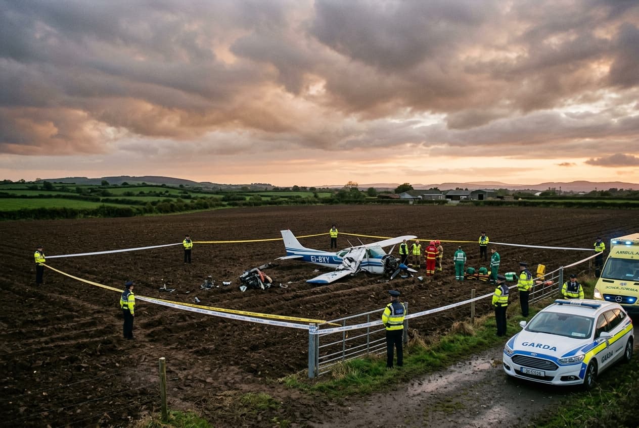 Light Aircraft Crashes Near Dublin After Engine Failure, Pilot Killed, Investigators Begin Examination Light Aircraft Crashes Near Dublin After Engine Failure, Pilot Killed, Investigators Begin Examination