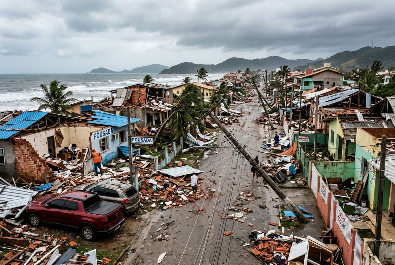 Tornado Rips Through Coastal Town in Southern Brazil, Killing Two, Injuring Dozens, Destroying Homes Tornado Rips Through Coastal Town in Southern Brazil, Killing Two, Injuring Dozens, Destroying Homes