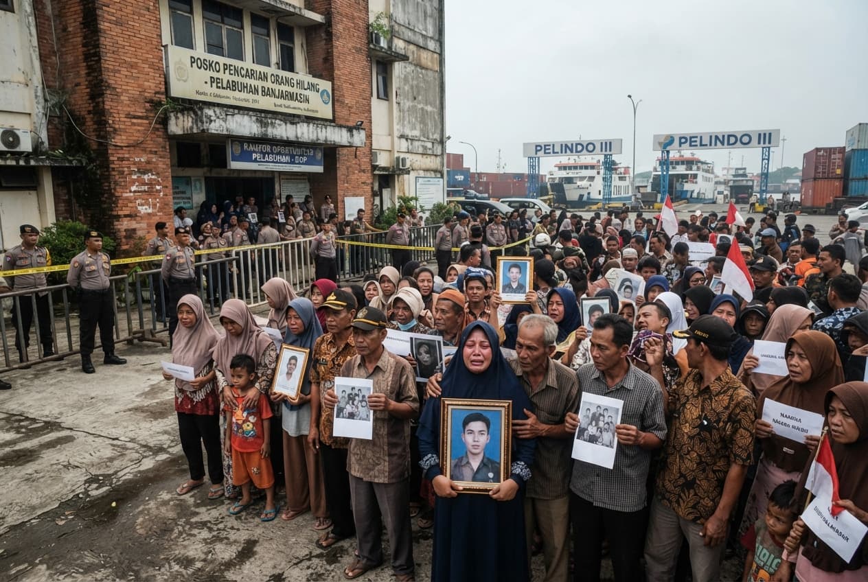 Desperate Vigil: Relatives Gather at Banjarmasin Port Command Center Awaiting News of Missing Ferry Passengers Desperate Vigil: Relatives Gather at Banjarmasin Port Command Center Awaiting News of Missing Ferry Passengers