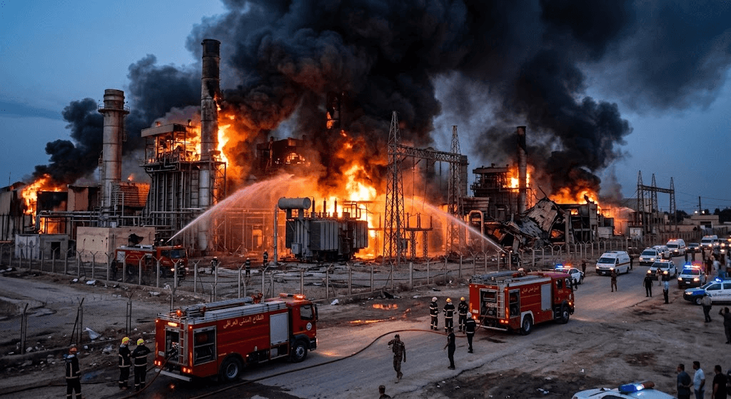 Massive Blaze Engulfs Baghdad Power Plant After Mysterious Explosions Massive Blaze Engulfs Baghdad Power Plant After Mysterious Explosions