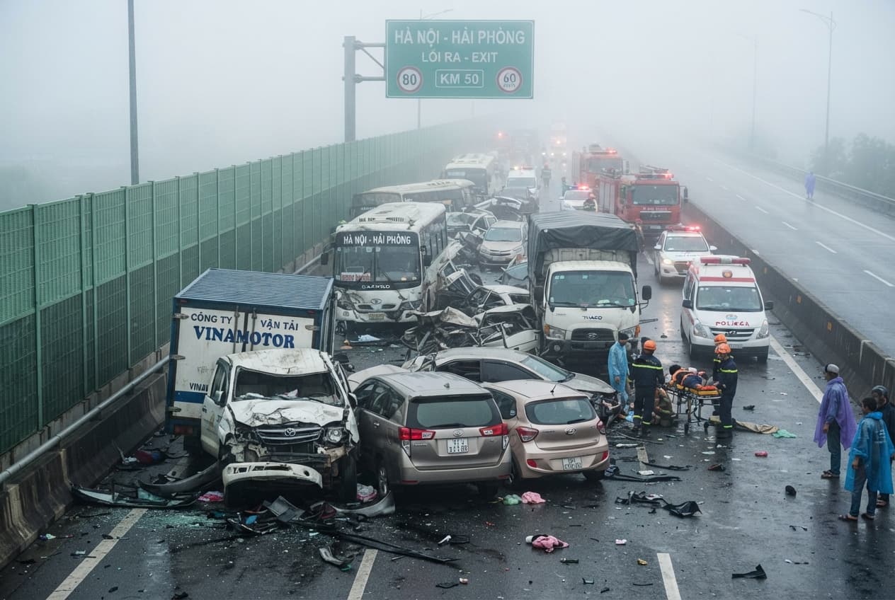 Highway Multi-Vehicle Collision: Dense Fog Pileup on Express Route Leaves Three Dead Highway Multi-Vehicle Collision: Dense Fog Pileup on Express Route Leaves Three Dead