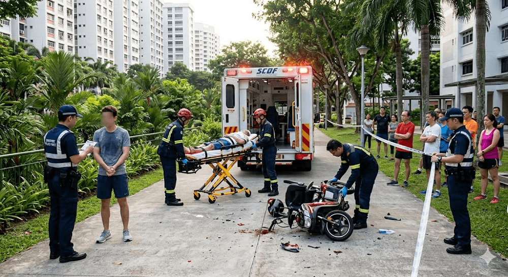 High-Speed Hazard: Man Hospitalized After PMA Crash on Yishun Pedestrian Path High-Speed Hazard: Man Hospitalized After PMA Crash on Yishun Pedestrian Path