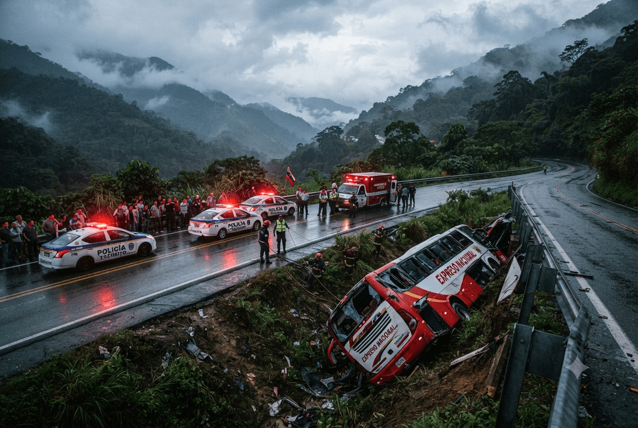 Wet Highway Tragedy: Intercity Passenger Bus Skids Off Road and Overturns, Leaving Six Dead Wet Highway Tragedy: Intercity Passenger Bus Skids Off Road and Overturns, Leaving Six Dead