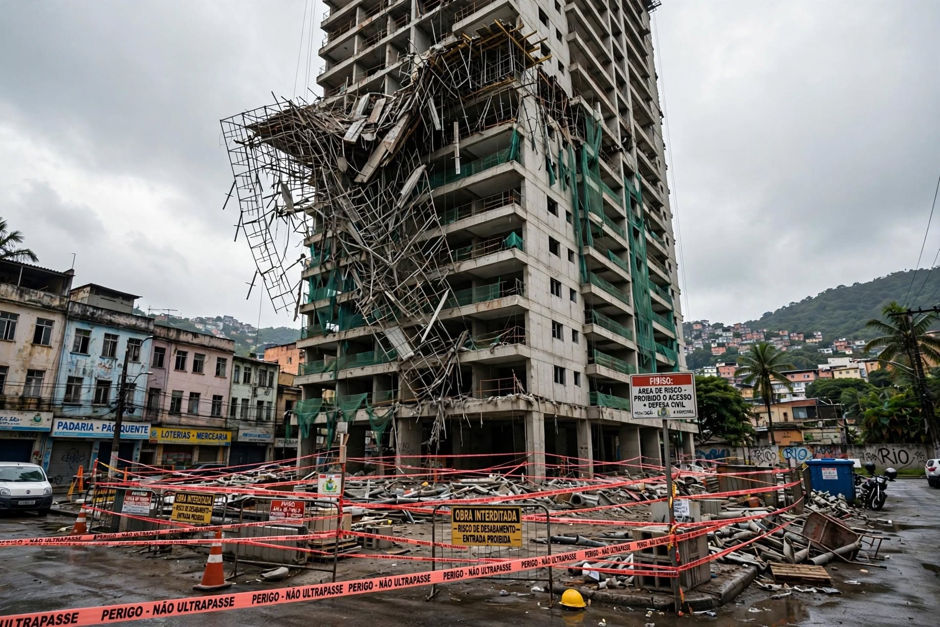 Scaffold Collapse Crushes Sidewalk In Brazil, Pedestrians Injured, Residential Construction Site Sealed After Incident Scaffold Collapse Crushes Sidewalk In Brazil, Pedestrians Injured, Residential Construction Site Sealed After Incident
