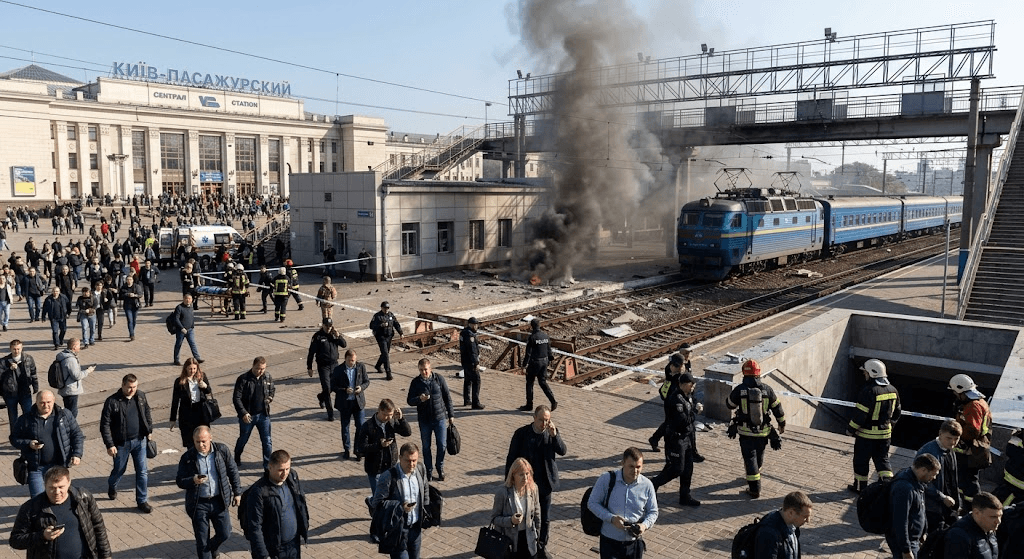 Morning Terror in Kyiv: Russian Strike Hits Crowded Railway Hub Near Central Station Morning Terror in Kyiv: Russian Strike Hits Crowded Railway Hub Near Central Station