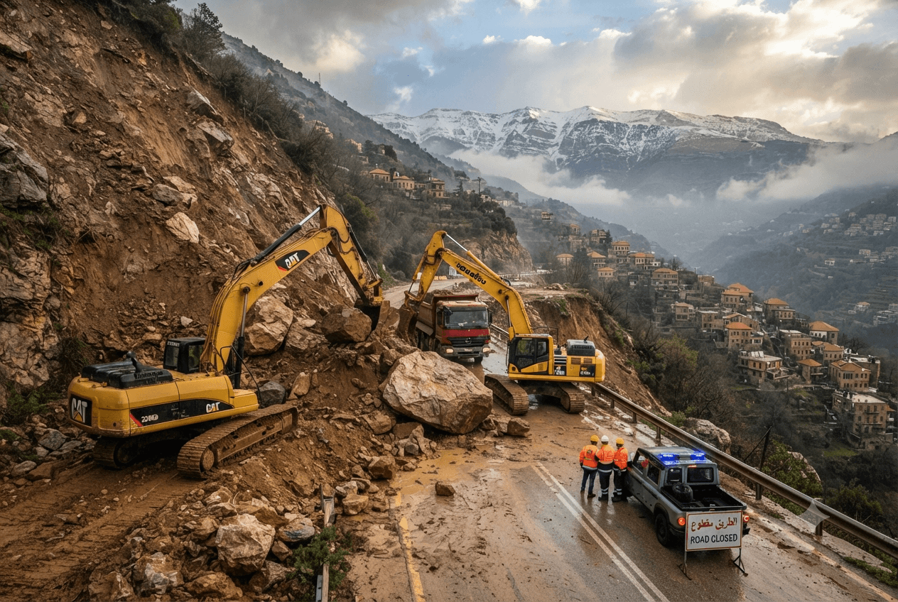 Mount Lebanon Disaster: Massive Landslide Buries Car Along Hazardous Mountain Pass Leaving Driver Dead Mount Lebanon Disaster: Massive Landslide Buries Car Along Hazardous Mountain Pass Leaving Driver Dead