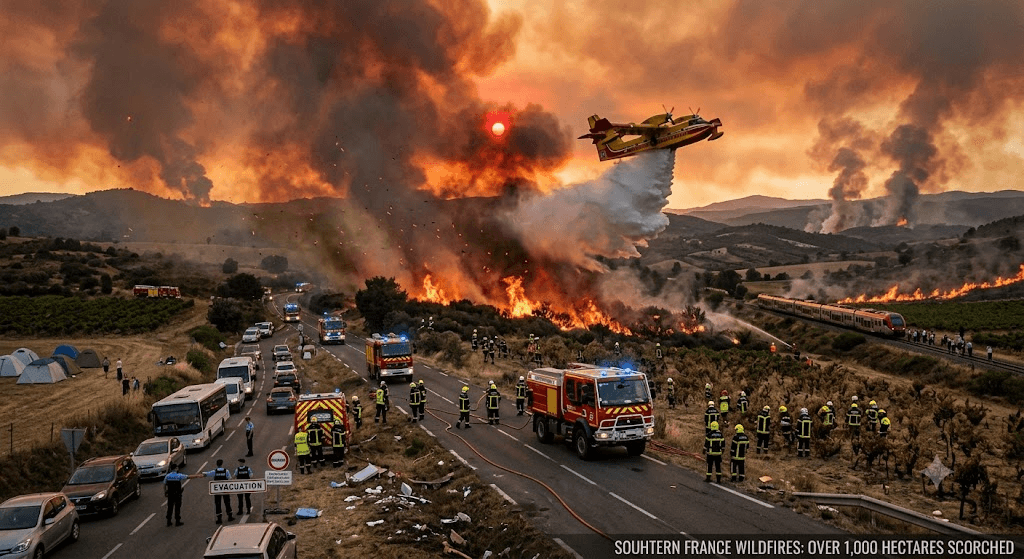 Southern France Infernos: Over 1,000 Hectares Scorched as Fierce Winds Fuel Massive Wildfires Southern France Infernos: Over 1,000 Hectares Scorched as Fierce Winds Fuel Massive Wildfires