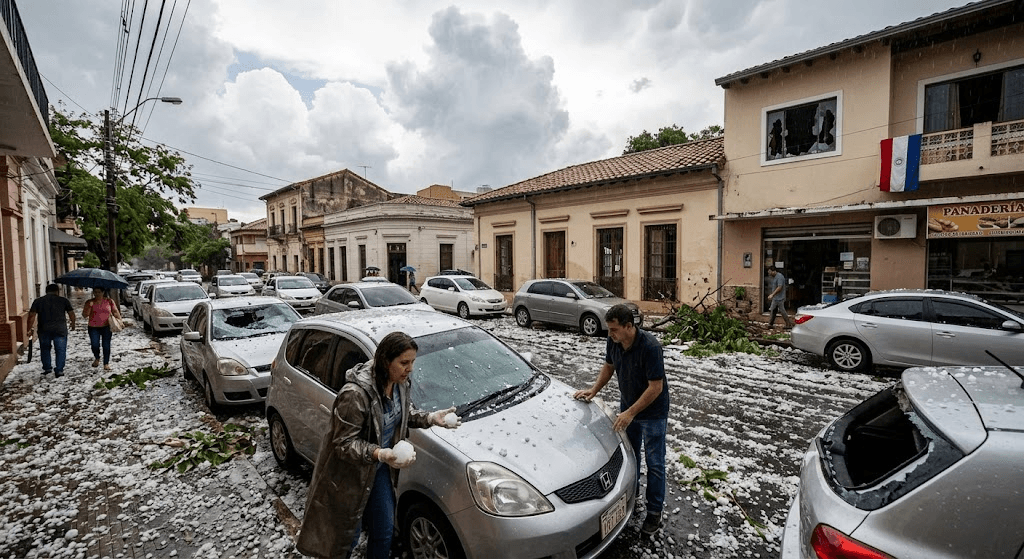 Massive Hailstones Pummel Paraguay’s Capital, Shattering Windows and Battering Cars Massive Hailstones Pummel Paraguay’s Capital, Shattering Windows and Battering Cars