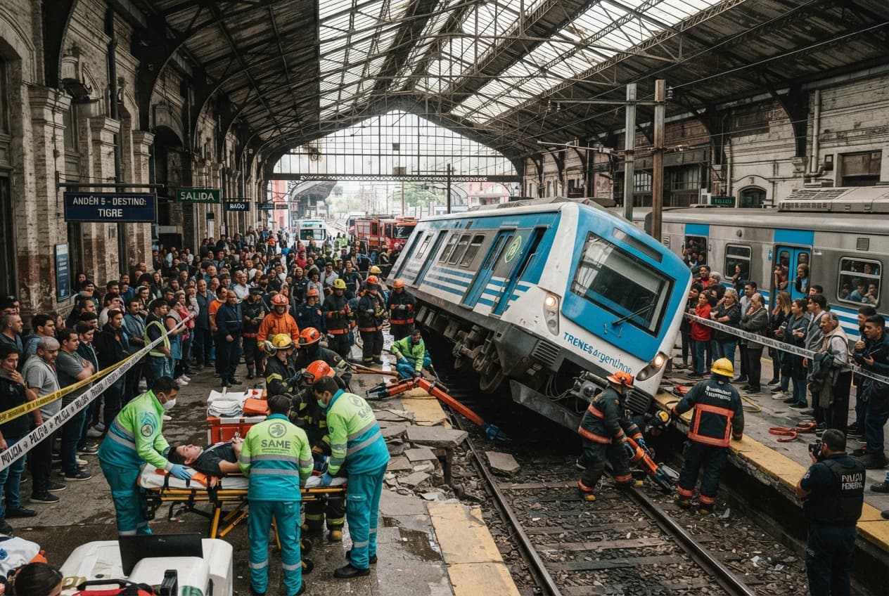 Buenos Aires Train Derailment: Morning Rush Hour Crash Leaves One Dead and Dozens Wounded Buenos Aires Train Derailment: Morning Rush Hour Crash Leaves One Dead and Dozens Wounded