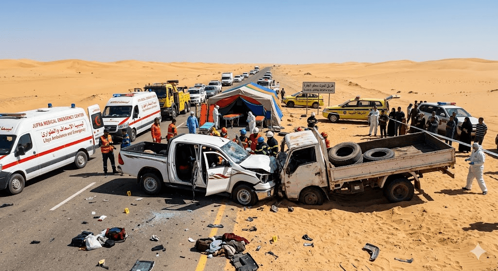 Mass Fatality Crash: 3 Libyans and 5 Migrants Killed in South Libya Traffic Disaster Mass Fatality Crash: 3 Libyans and 5 Migrants Killed in South Libya Traffic Disaster