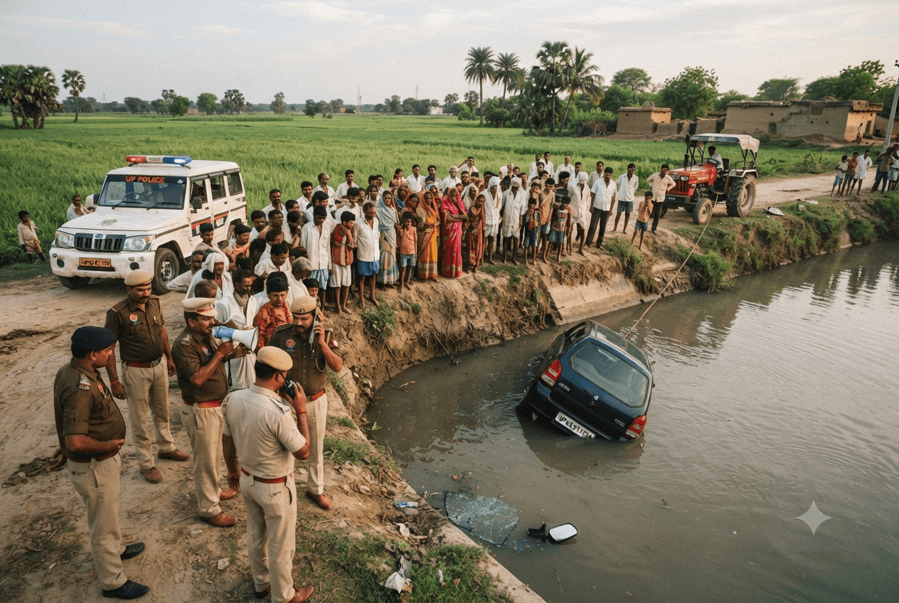 Canal Submersion Disaster: India Vehicle Crash Kills Elderly Woman and Injures Three Others Canal Submersion Disaster: India Vehicle Crash Kills Elderly Woman and Injures Three Others
