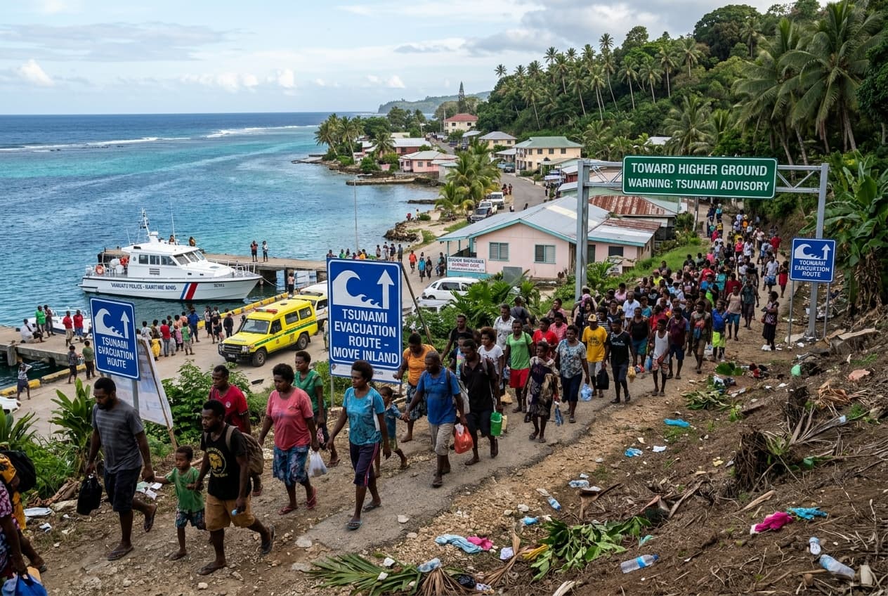 Strong 6.9 Magnitude Earthquake Hits Near Vanuatu Coast, Triggers Advisories, Forces Coastal Evacuations Strong 6.9 Magnitude Earthquake Hits Near Vanuatu Coast, Triggers Advisories, Forces Coastal Evacuations