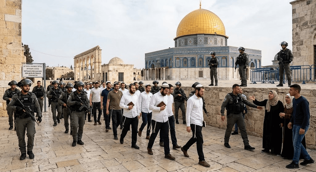 Tensions Rise in East Jerusalem as Dozens of Israeli Settlers Enter Al-Aqsa Mosque Compound Tensions Rise in East Jerusalem as Dozens of Israeli Settlers Enter Al-Aqsa Mosque Compound