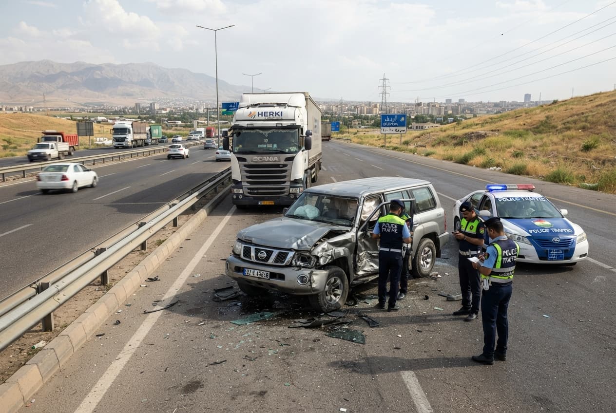 Fatal Highway Crash: Erbil Collision Between High-Speed SUV and Truck Kills Three Fatal Highway Crash: Erbil Collision Between High-Speed SUV and Truck Kills Three