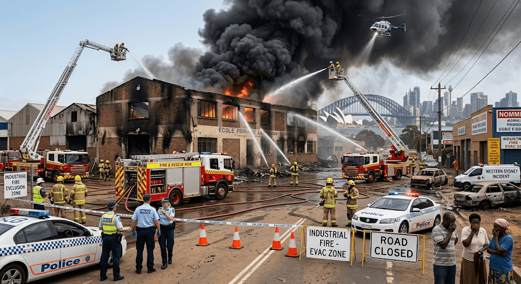 Inferno Unleashed: Massive Industrial Fire Sends Plumes of Smoke Over Sydney Inferno Unleashed: Massive Industrial Fire Sends Plumes of Smoke Over Sydney