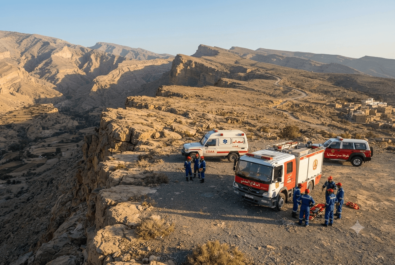 Jebel Akhdar Tragedy: Foreign Tourist Dies Following Perilous Mountain Hiking Fall in Rocky Terrain Jebel Akhdar Tragedy: Foreign Tourist Dies Following Perilous Mountain Hiking Fall in Rocky Terrain