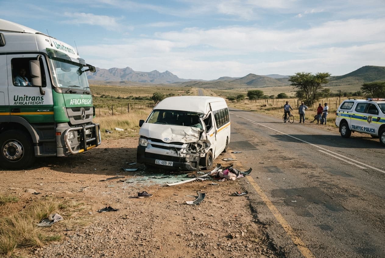 Fatal Road Collision: Freight Carrier and Passenger Taxi Smash on Regional Route, Leaving Five Dead Fatal Road Collision: Freight Carrier and Passenger Taxi Smash on Regional Route, Leaving Five Dead