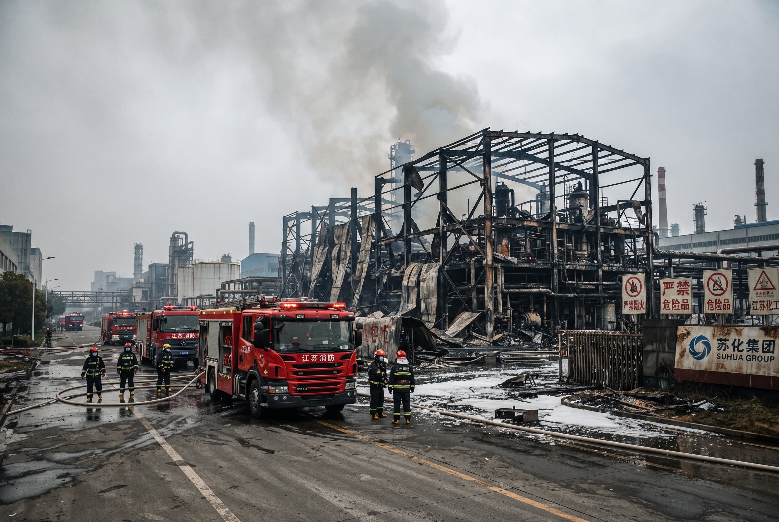 Industrial Fire Spreads Through Jiangsu Chemical Park, Leaving Four Workers Dead After Blast Industrial Fire Spreads Through Jiangsu Chemical Park, Leaving Four Workers Dead After Blast