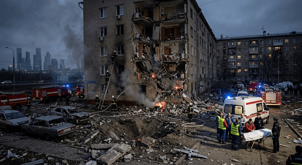 Massive Drone Swarm Targets Moscow: 1 Dead as 650 Drones Strike Russian Capital Massive Drone Swarm Targets Moscow: 1 Dead as 650 Drones Strike Russian Capital