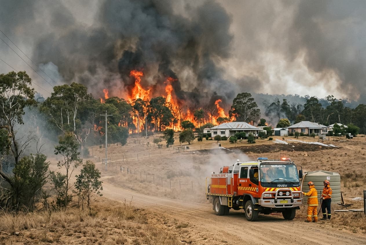 Wildfire Spreads Across Rural New South Wales, Homes Burn, Three Firefighters Injured, Towns Evacuated Fast Wildfire Spreads Across Rural New South Wales, Homes Burn, Three Firefighters Injured, Towns Evacuated Fast