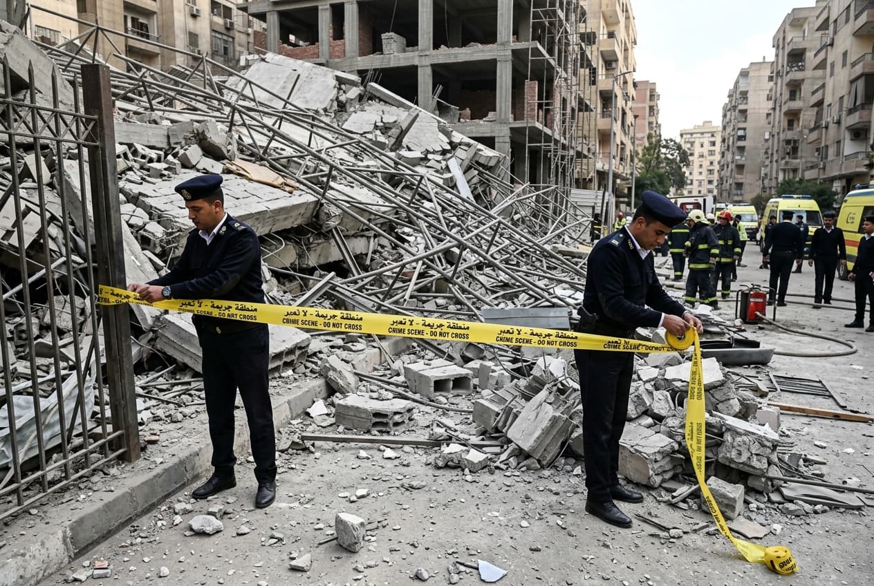 Cairo Construction Site Disaster: Four Workers Killed as Structural Scaffolding Collapses at Night Cairo Construction Site Disaster: Four Workers Killed as Structural Scaffolding Collapses at Night