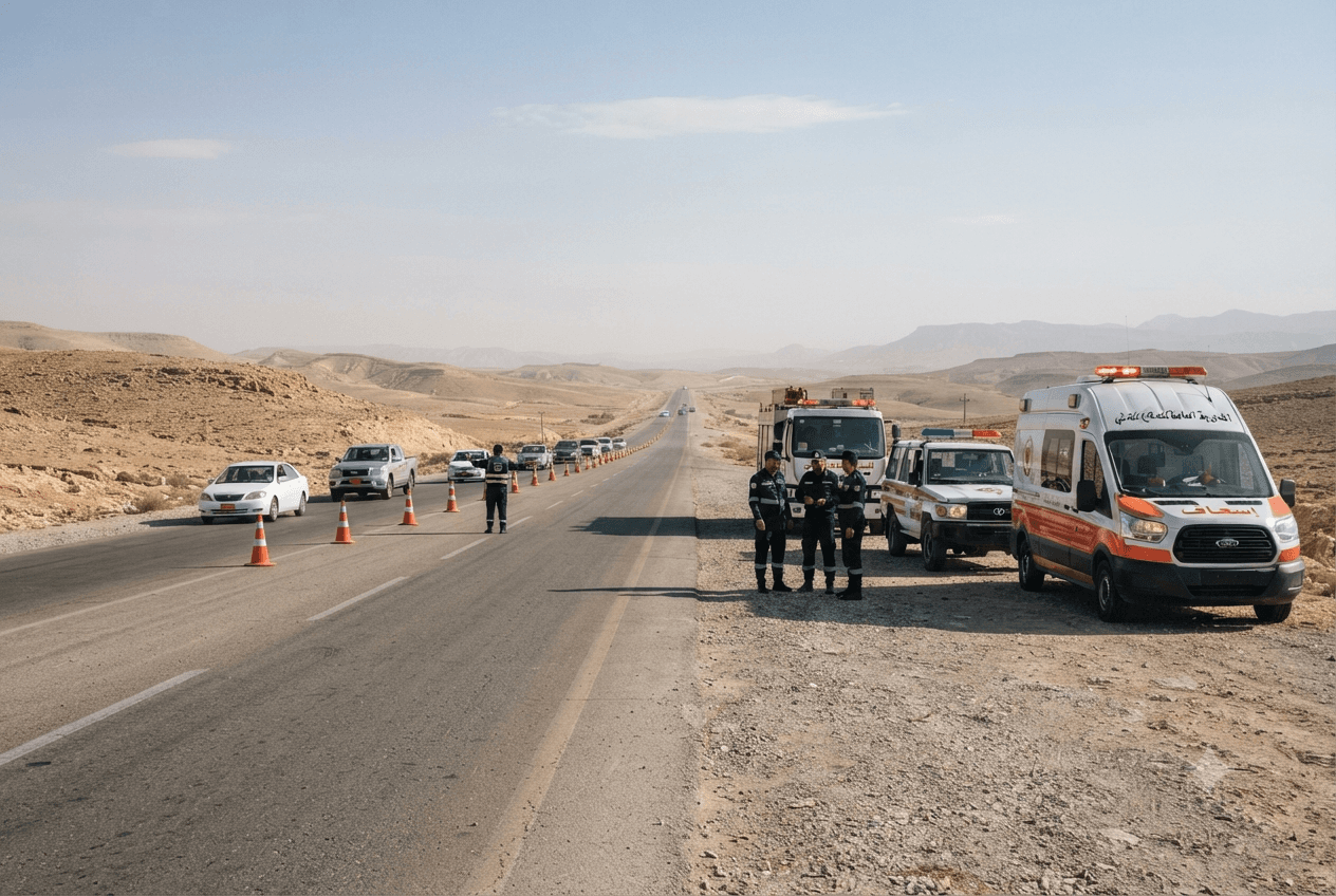 Jordan Highway Tragedy: Six Fatalities Confirmed After Multi-Vehicle Pileup on Desert Highway Jordan Highway Tragedy: Six Fatalities Confirmed After Multi-Vehicle Pileup on Desert Highway