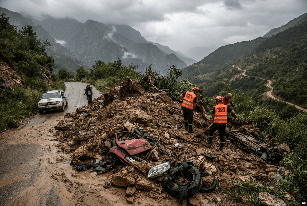 Albania Highland Tragedy: Landslide Buries Vehicle Leaving Two Dead In Remote Northern Mountain Region Albania Highland Tragedy: Landslide Buries Vehicle Leaving Two Dead In Remote Northern Mountain Region