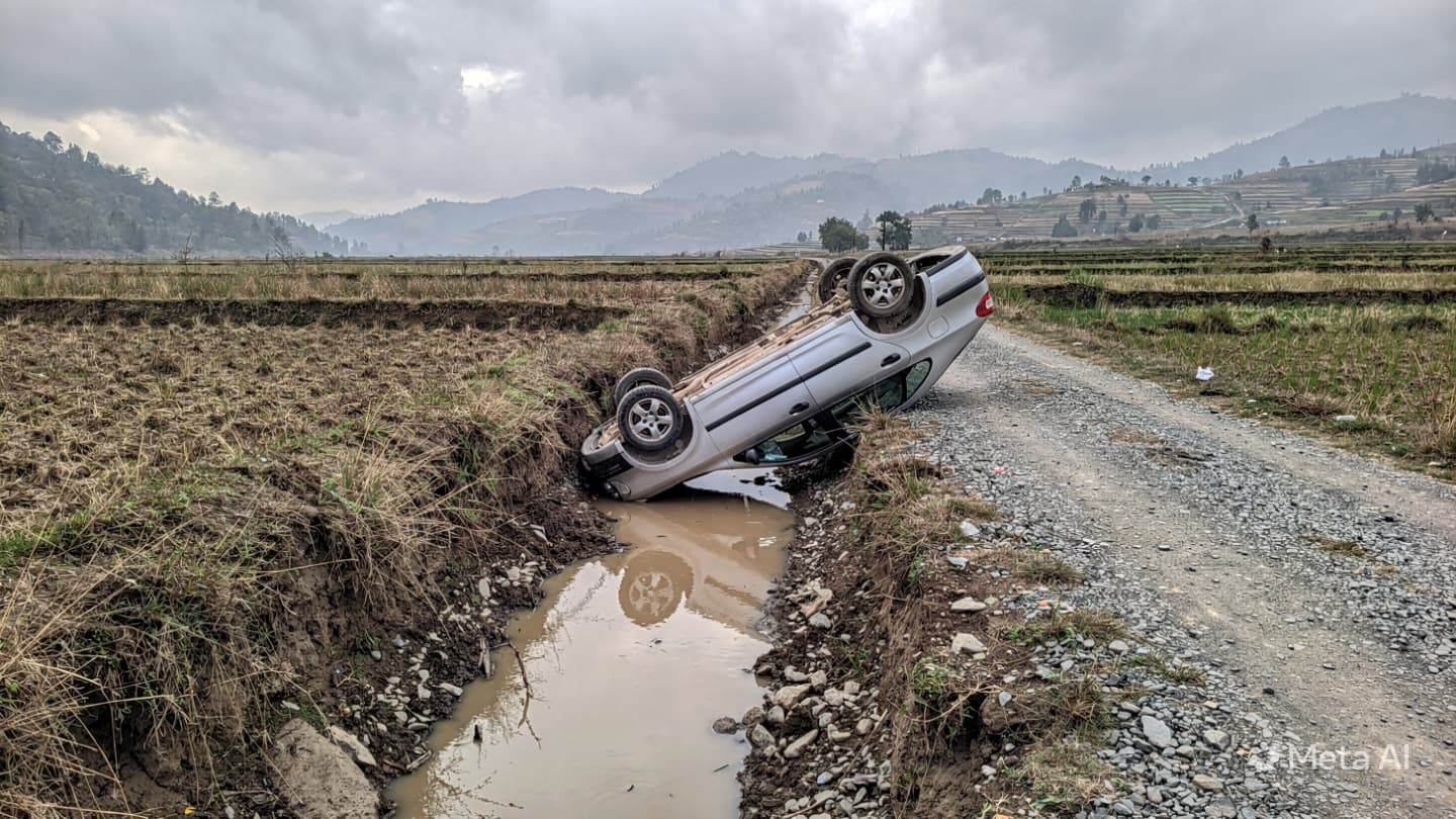 Lumbini Vehicle Tragedy: Two Confirmed Dead After Car Plunges Into Deep Roadside Drainage Ditch Lumbini Vehicle Tragedy: Two Confirmed Dead After Car Plunges Into Deep Roadside Drainage Ditch