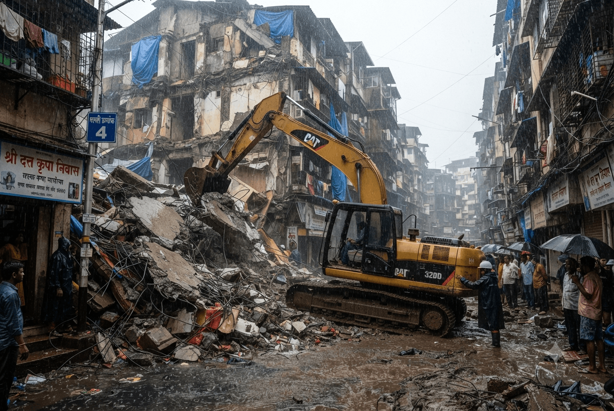 Building Collapse In India: Four Dead After Torrential Monsoon Rains Destroy Residential Structure Building Collapse In India: Four Dead After Torrential Monsoon Rains Destroy Residential Structure