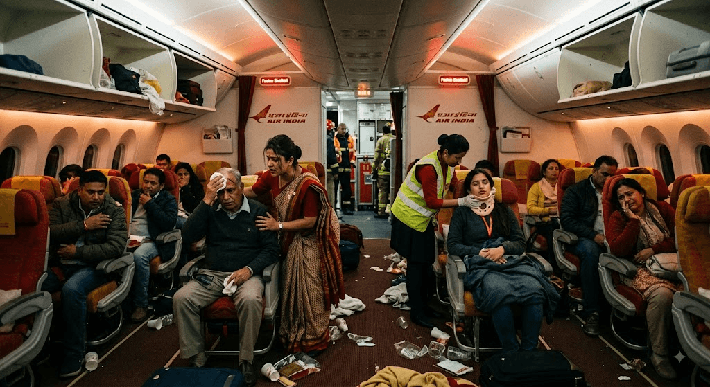 Panic at 30,000 Feet: 12 Injured as Air India Flight from Phuket Drops 300 Feet Mid-Air Panic at 30,000 Feet: 12 Injured as Air India Flight from Phuket Drops 300 Feet Mid-Air