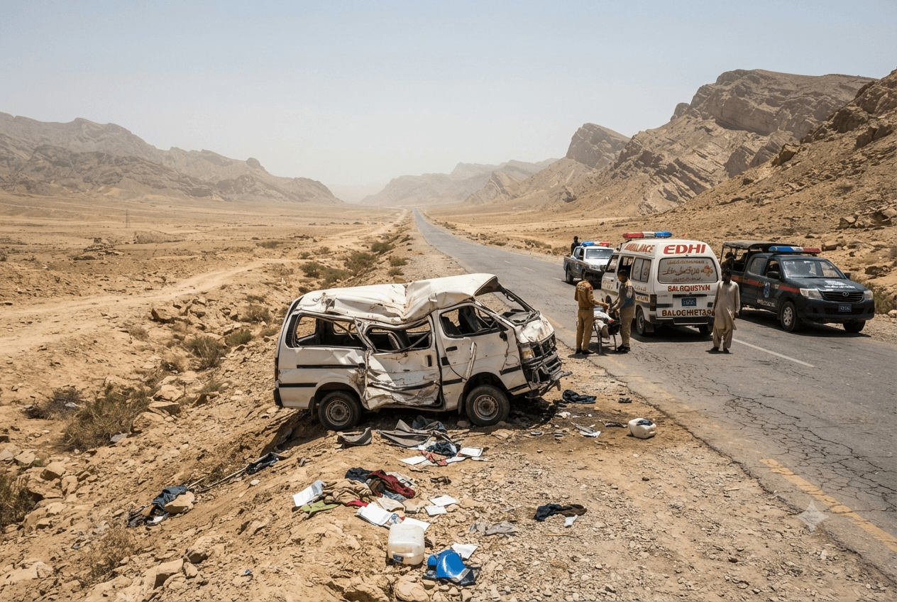 N-25 Highway Tragedy: Four Killed and Nine Injured in Head-on Collision in Balochistan N-25 Highway Tragedy: Four Killed and Nine Injured in Head-on Collision in Balochistan