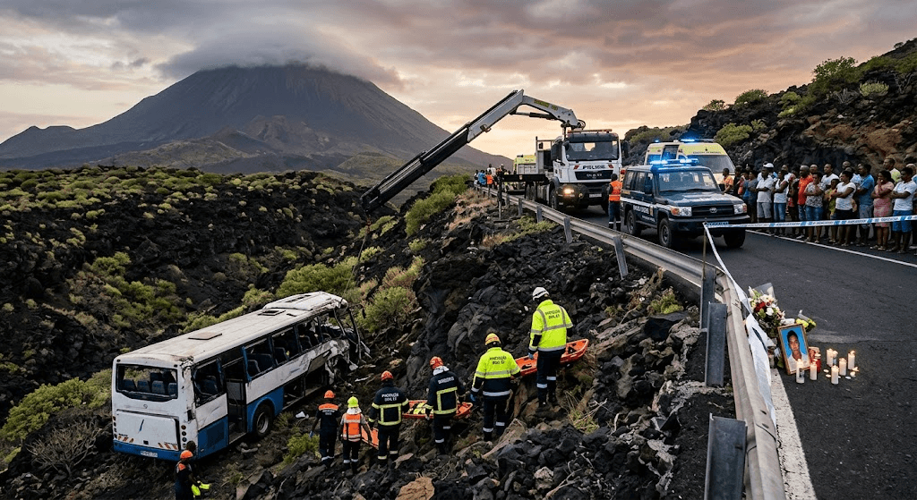 Disaster in Cape Verde: Bus Carrying Schoolchildren Plunges Into 100ft Ravine on Fogo Island, Killing at Least 20 Disaster in Cape Verde: Bus Carrying Schoolchildren Plunges Into 100ft Ravine on Fogo Island, Killing at Least 20