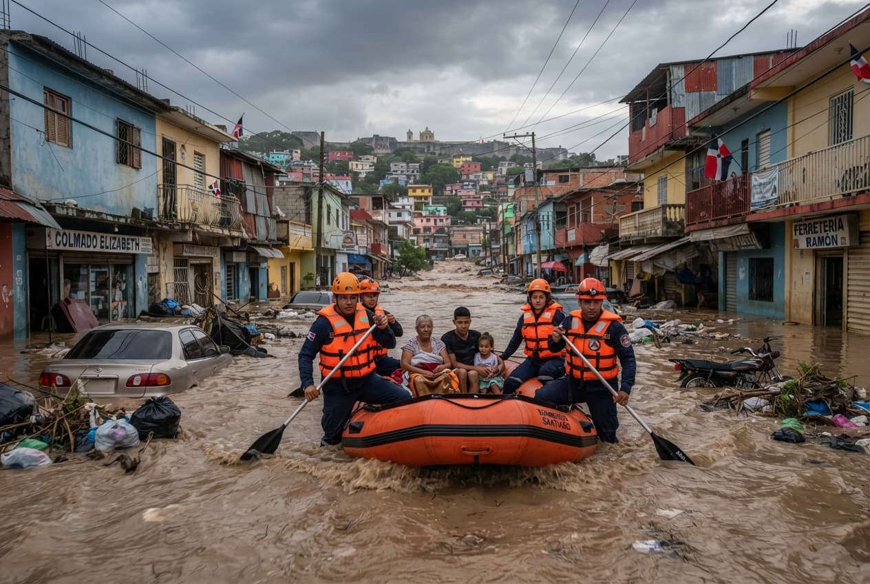Tropical Storm Floods Strike Santiago Province: Heavy Rains Inundate Urban Neighborhoods and Infrastructure Tropical Storm Floods Strike Santiago Province: Heavy Rains Inundate Urban Neighborhoods and Infrastructure