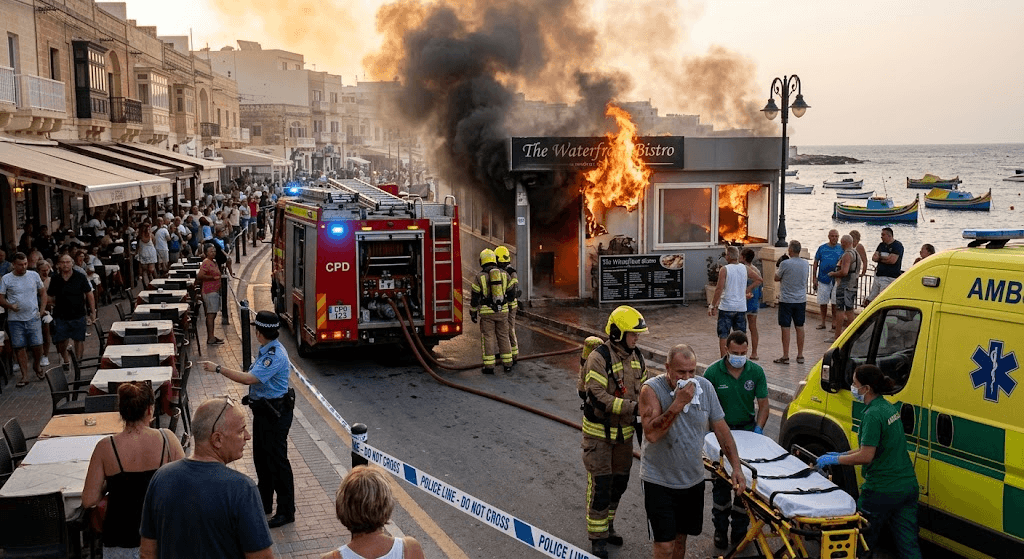 Man Hospitalized Following Flame Outbreak Along Marsalforn Promenade Man Hospitalized Following Flame Outbreak Along Marsalforn Promenade