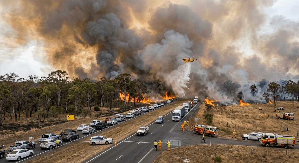 Fast-Moving Wildfire Jumps Warrego Highway in Plainland, Prompting Urgent Emergency Warnings Fast-Moving Wildfire Jumps Warrego Highway in Plainland, Prompting Urgent Emergency Warnings