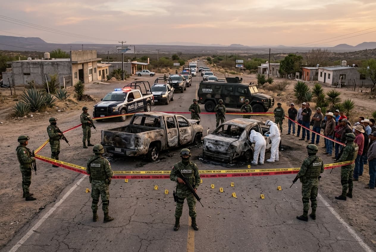 Northern Mexico Cartel Bloodbath: Armed Shootout Leaves Seven Dead, Multiple Vehicles Burned Near Border Northern Mexico Cartel Bloodbath: Armed Shootout Leaves Seven Dead, Multiple Vehicles Burned Near Border