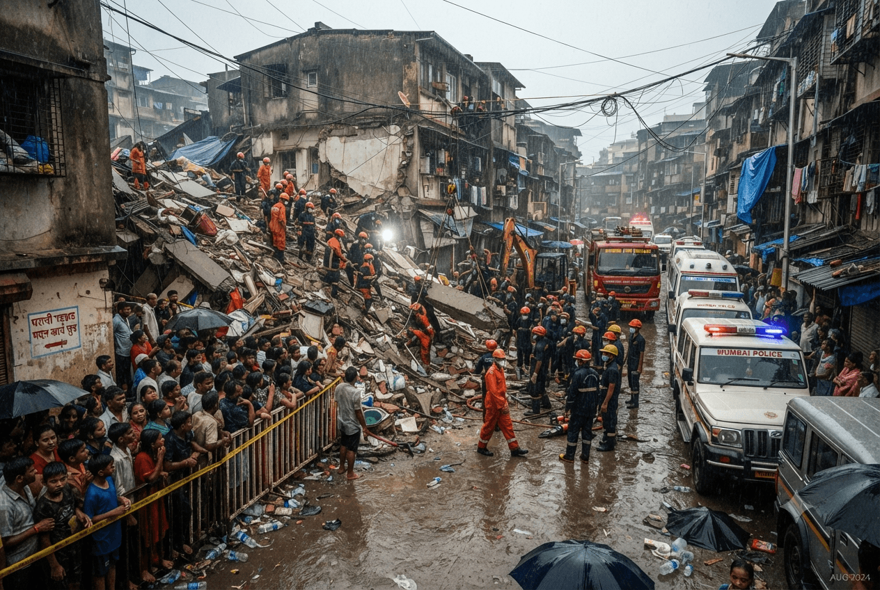 Mumbai Suburb Building Disaster: Five Dead Following Severe Monsoon Structural Collapse Today Mumbai Suburb Building Disaster: Five Dead Following Severe Monsoon Structural Collapse Today