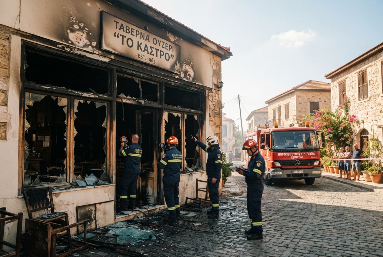 Restaurant Fire Destroys Chloraka Property: Cyprus Police Launch Major Investigation Into Intentional Blazes Restaurant Fire Destroys Chloraka Property: Cyprus Police Launch Major Investigation Into Intentional Blazes