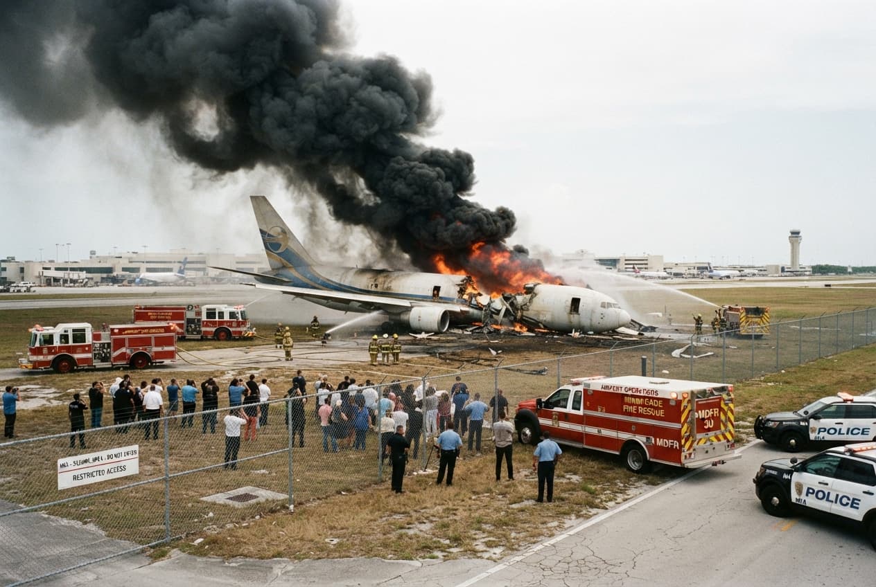 Miami Airport Disaster: Cargo Plane Runway Overrun Leaves Five Dead After Striking Highway Vehicles Miami Airport Disaster: Cargo Plane Runway Overrun Leaves Five Dead After Striking Highway Vehicles