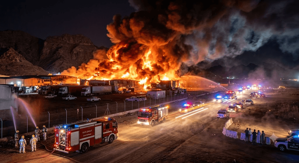 Inferno in Najran: Massive Fire Breaks Out in Saudi Arabia’s Southern Border Region Inferno in Najran: Massive Fire Breaks Out in Saudi Arabia’s Southern Border Region