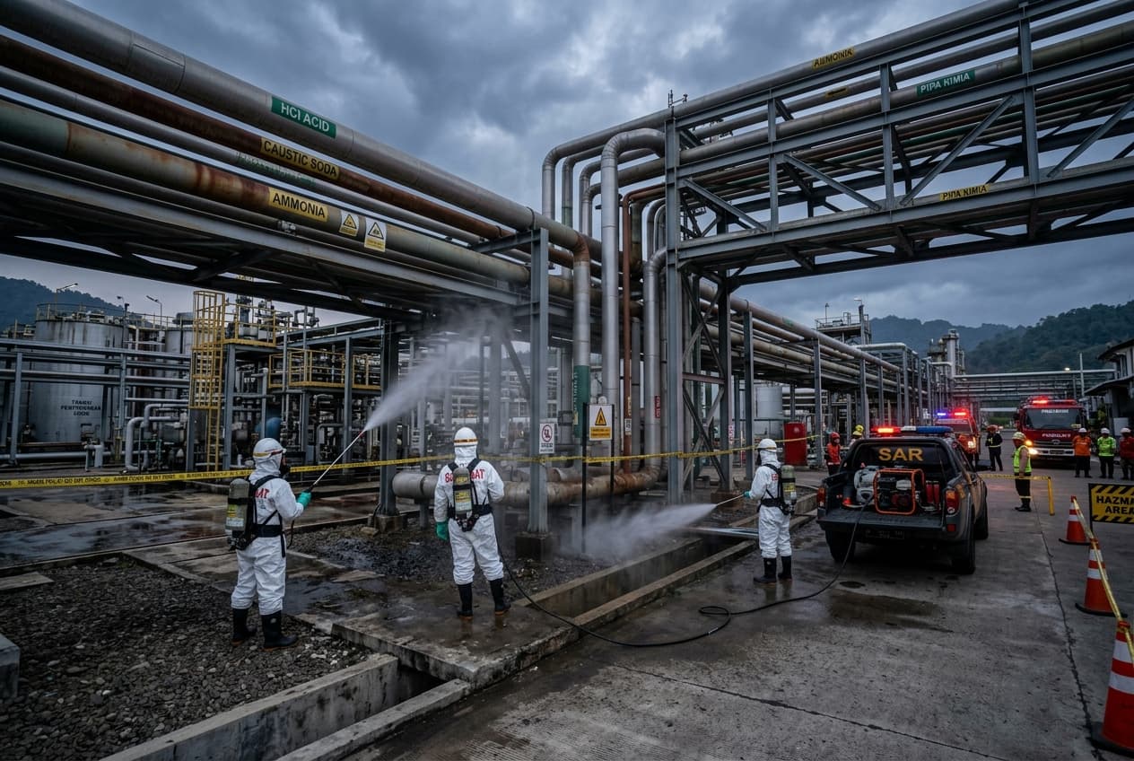 Emergency Responders Contain Toxic Acid Leak At Jiangsu Plant After Pipeline Failure Injures Four Emergency Responders Contain Toxic Acid Leak At Jiangsu Plant After Pipeline Failure Injures Four