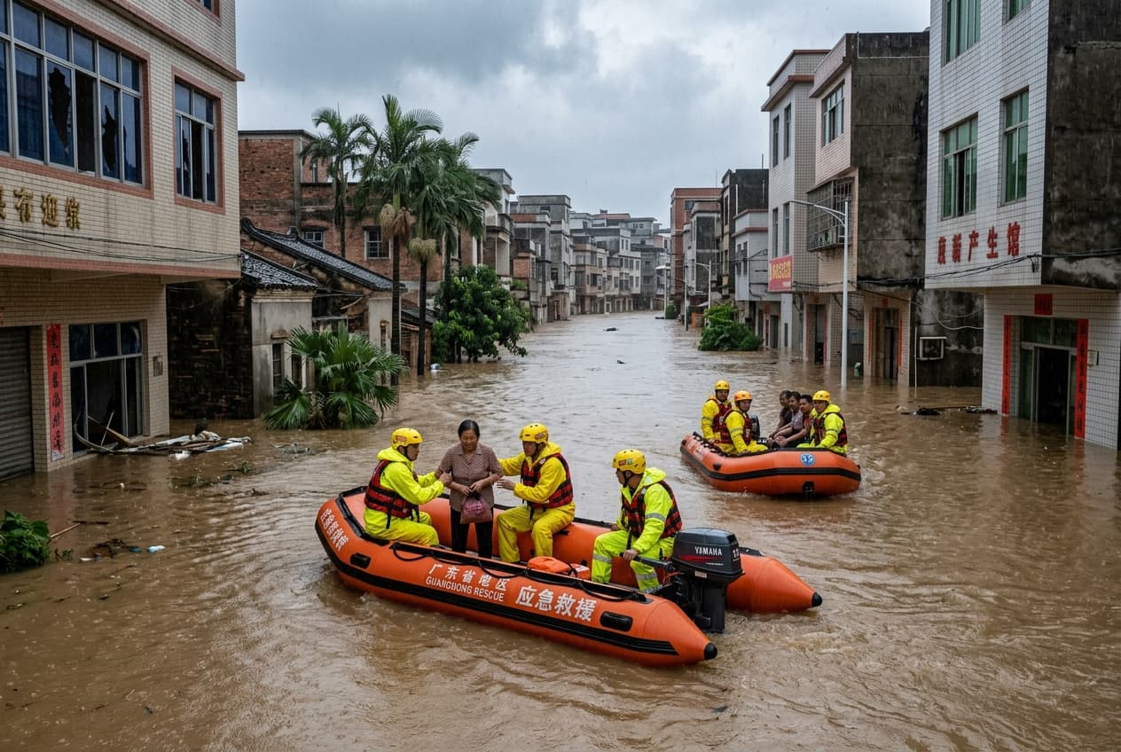 Typhoon Outer Rainband Causes Severe Guangdong Flash Floods: Four Dead in Rural Municipalities Typhoon Outer Rainband Causes Severe Guangdong Flash Floods: Four Dead in Rural Municipalities