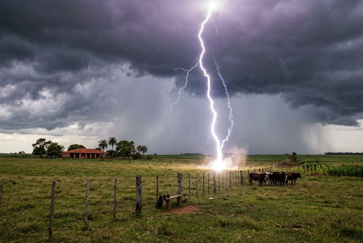 Severe Electrical Storm: Lightning Strike Hits Rural Agricultural Sector in Paraguay, Killing Livestock and Damaging Equipment Severe Electrical Storm: Lightning Strike Hits Rural Agricultural Sector in Paraguay, Killing Livestock and Damaging Equipment