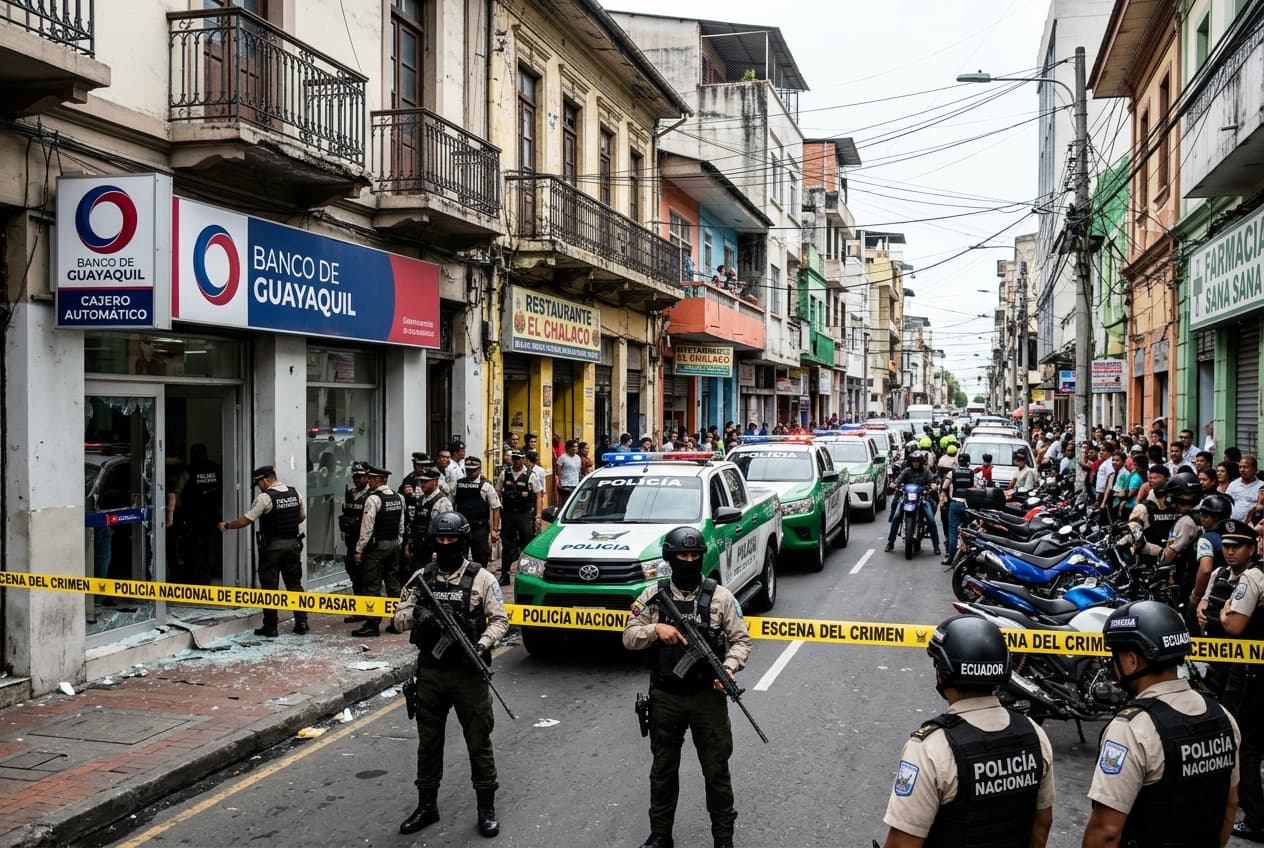 Guayaquil Bank Robbery Leaves One Guard Dead After Gunmen Take Hostages Inside Guayaquil Bank Robbery Leaves One Guard Dead After Gunmen Take Hostages Inside