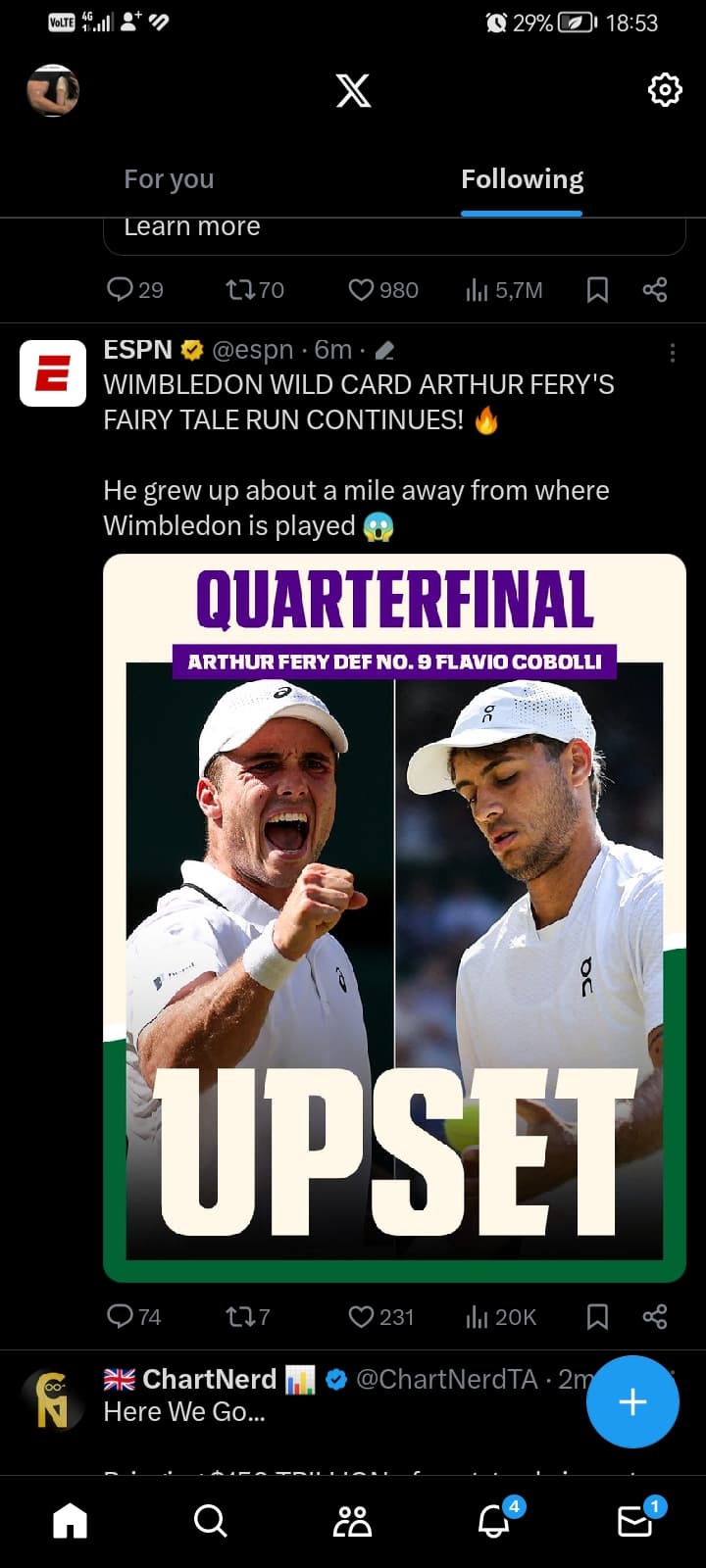Local Hero Arthur Fery Shocks Wimbledon — Dream Run Marches Into the Quarterfinals! Local Hero Arthur Fery Shocks Wimbledon — Dream Run Marches Into the Quarterfinals!