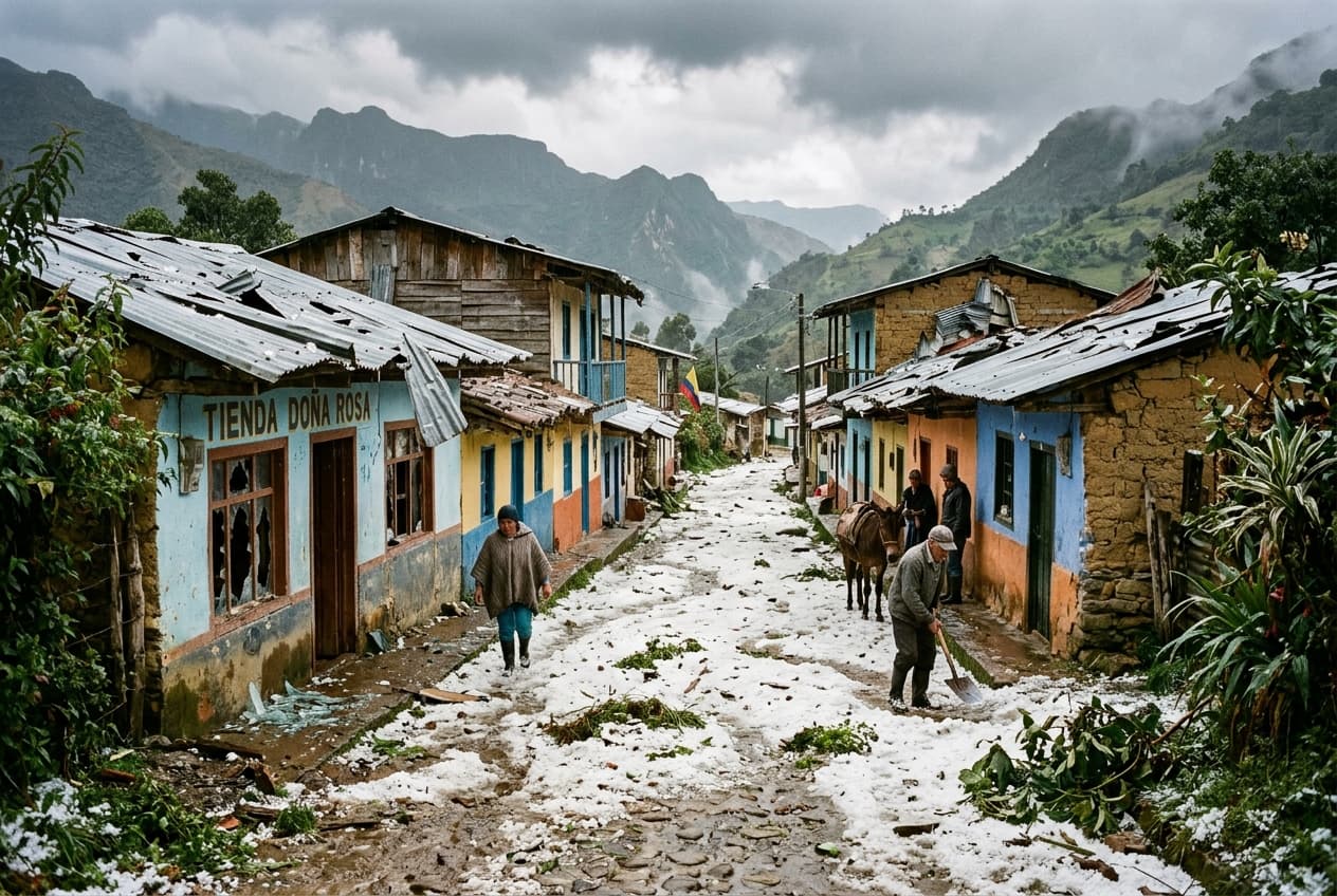 Severe Hailstorm Shatters Roofs in Rural Colombia, Injuring 15, Destroying Crops, Cutting Power, Roads Severe Hailstorm Shatters Roofs in Rural Colombia, Injuring 15, Destroying Crops, Cutting Power, Roads