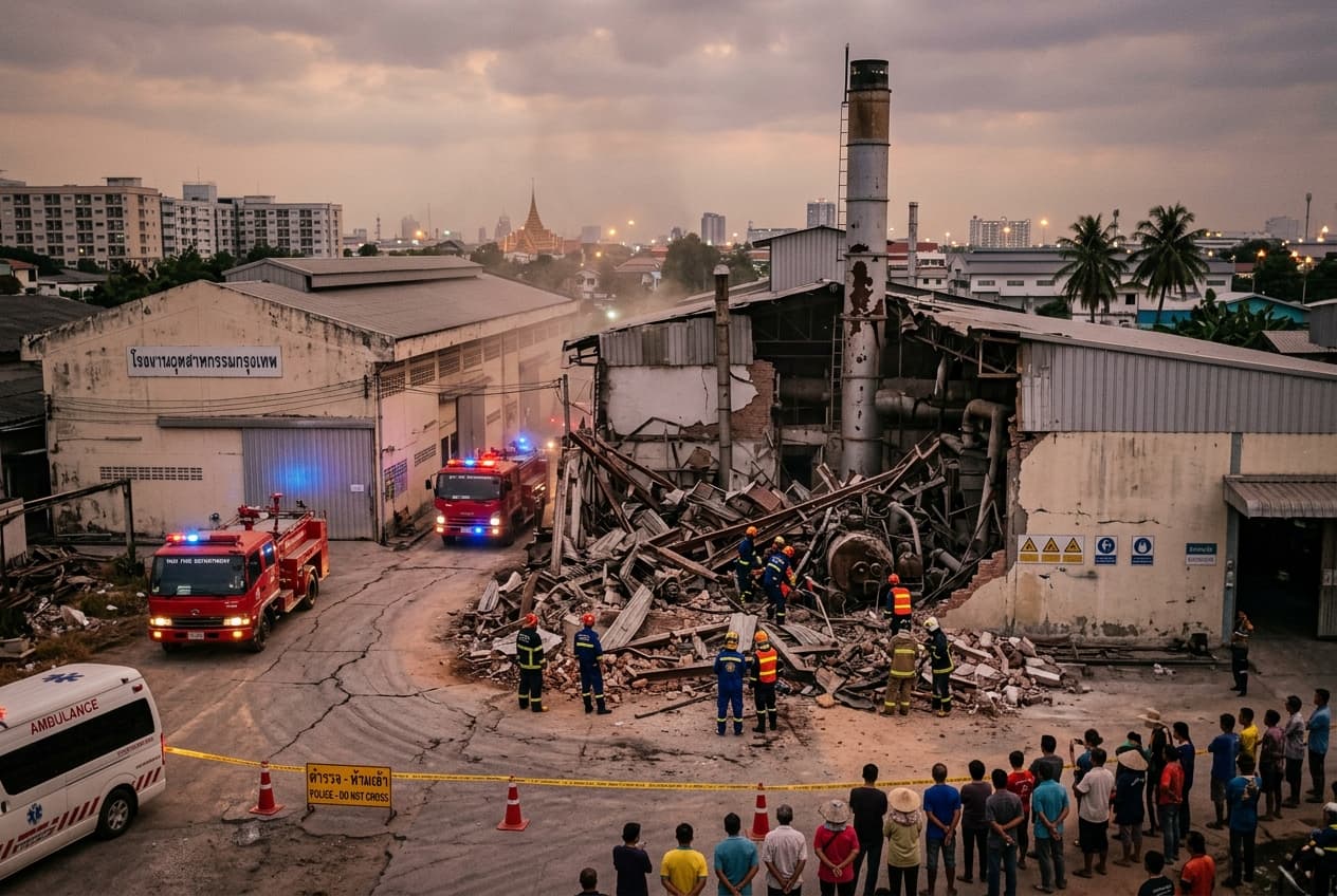 Factory Boiler Explosion Near Bangkok Kills Three Workers, Twelve Injured, Rescue Operation Underway Factory Boiler Explosion Near Bangkok Kills Three Workers, Twelve Injured, Rescue Operation Underway