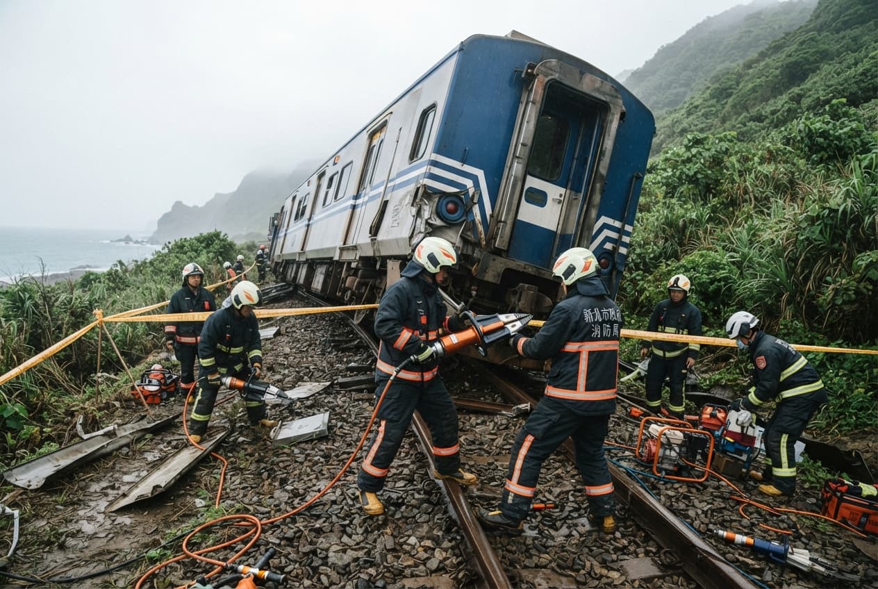 Passenger Train Derails In Yilan County, One Dead And Over 20 Injured In Rail Crash Passenger Train Derails In Yilan County, One Dead And Over 20 Injured In Rail Crash